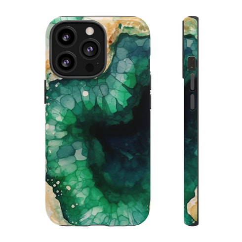 Green Geode in Watercolor - Impact Resistant Phone Case iPhone 13 Pro Glossy